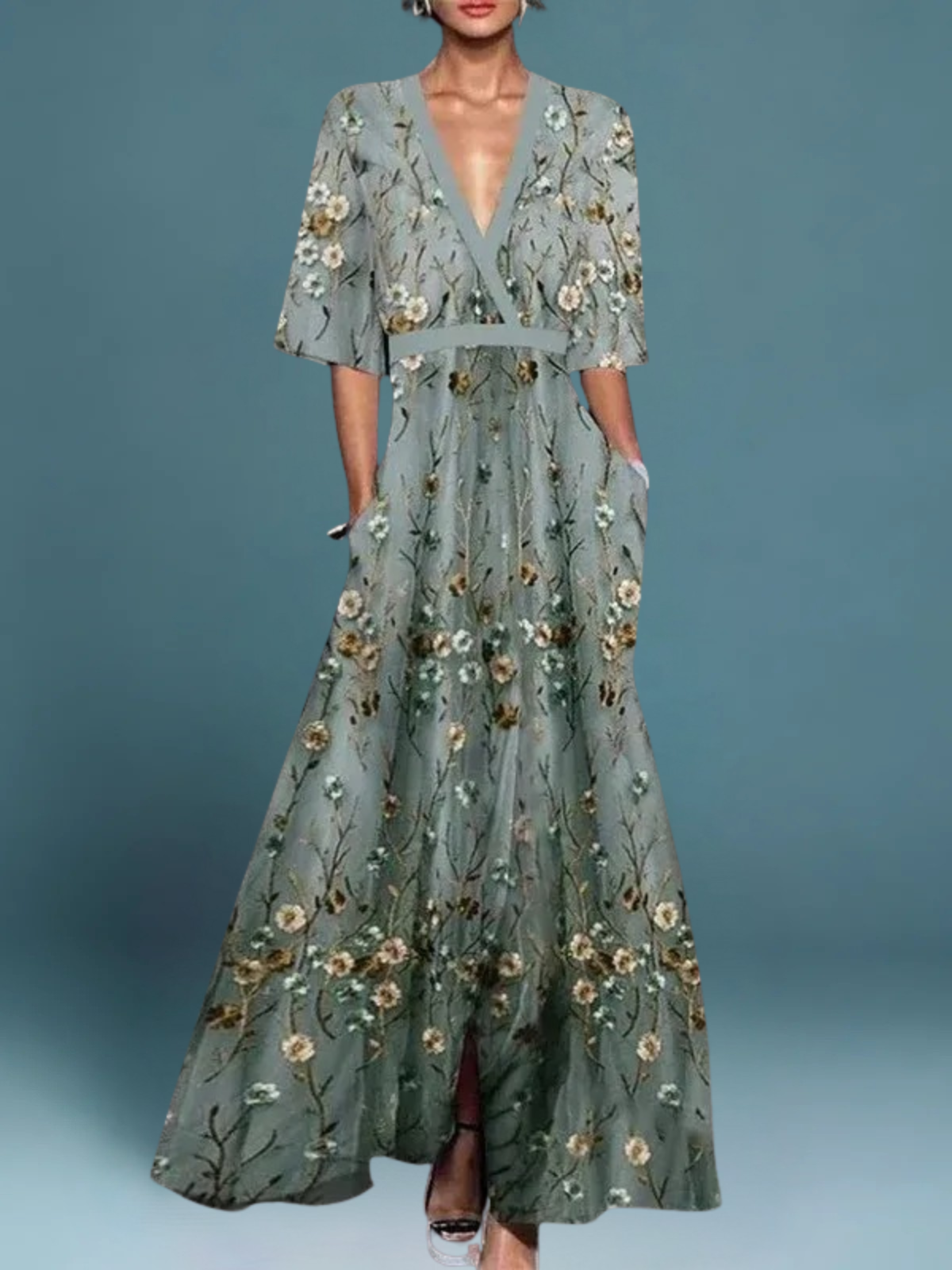 LARA | ROBE LONGUE ÉLÉGANTE À FLEURS
